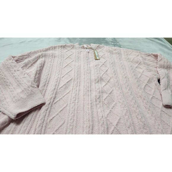NWT SKIMS L/XL Cherry Blossom Cozy Cable Knit Oversized Crewneck Pullover - Picture 2 of 7